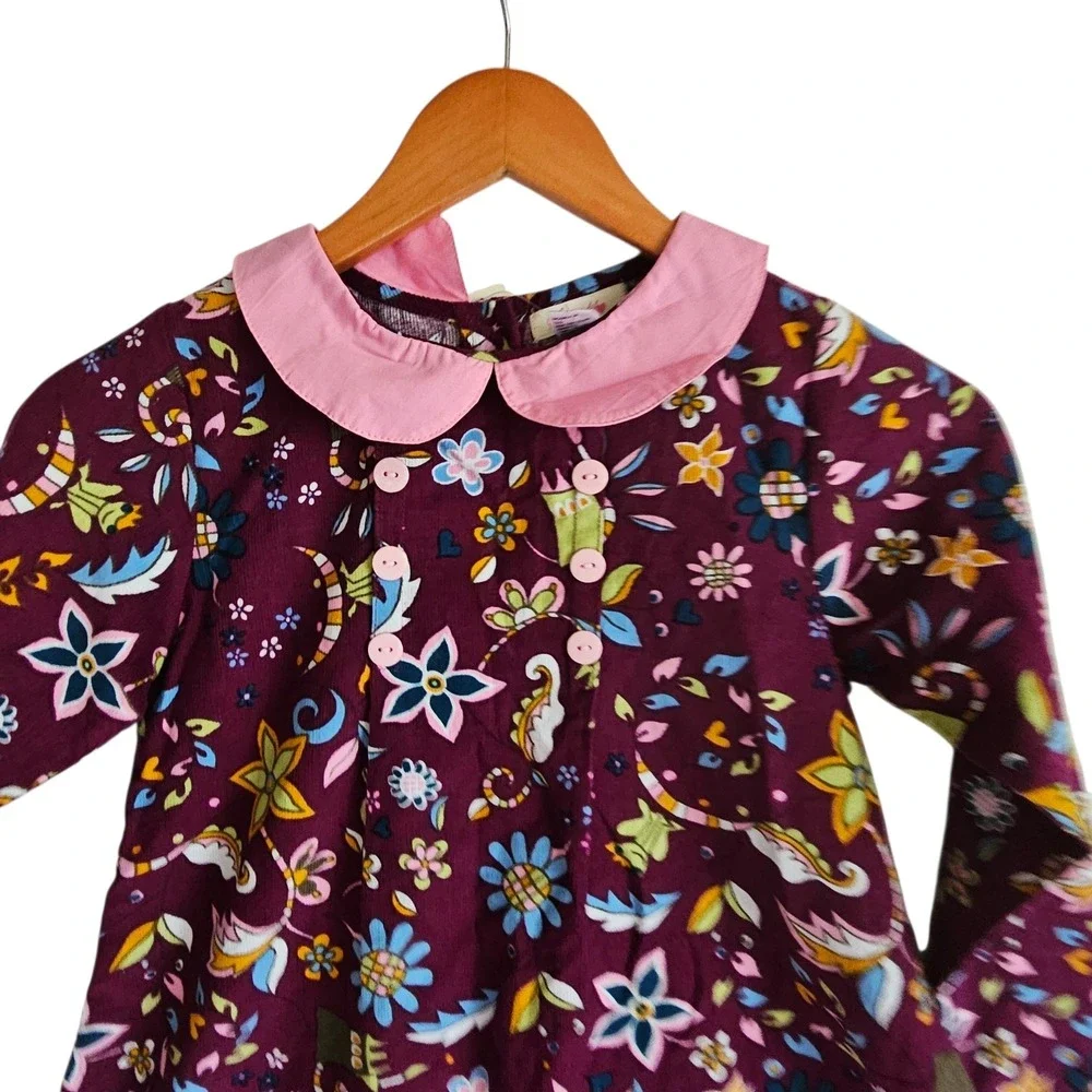 Sweetdili Floral Print Dress Peter Pan Collar Long Sleeve Kids‎ Size 7